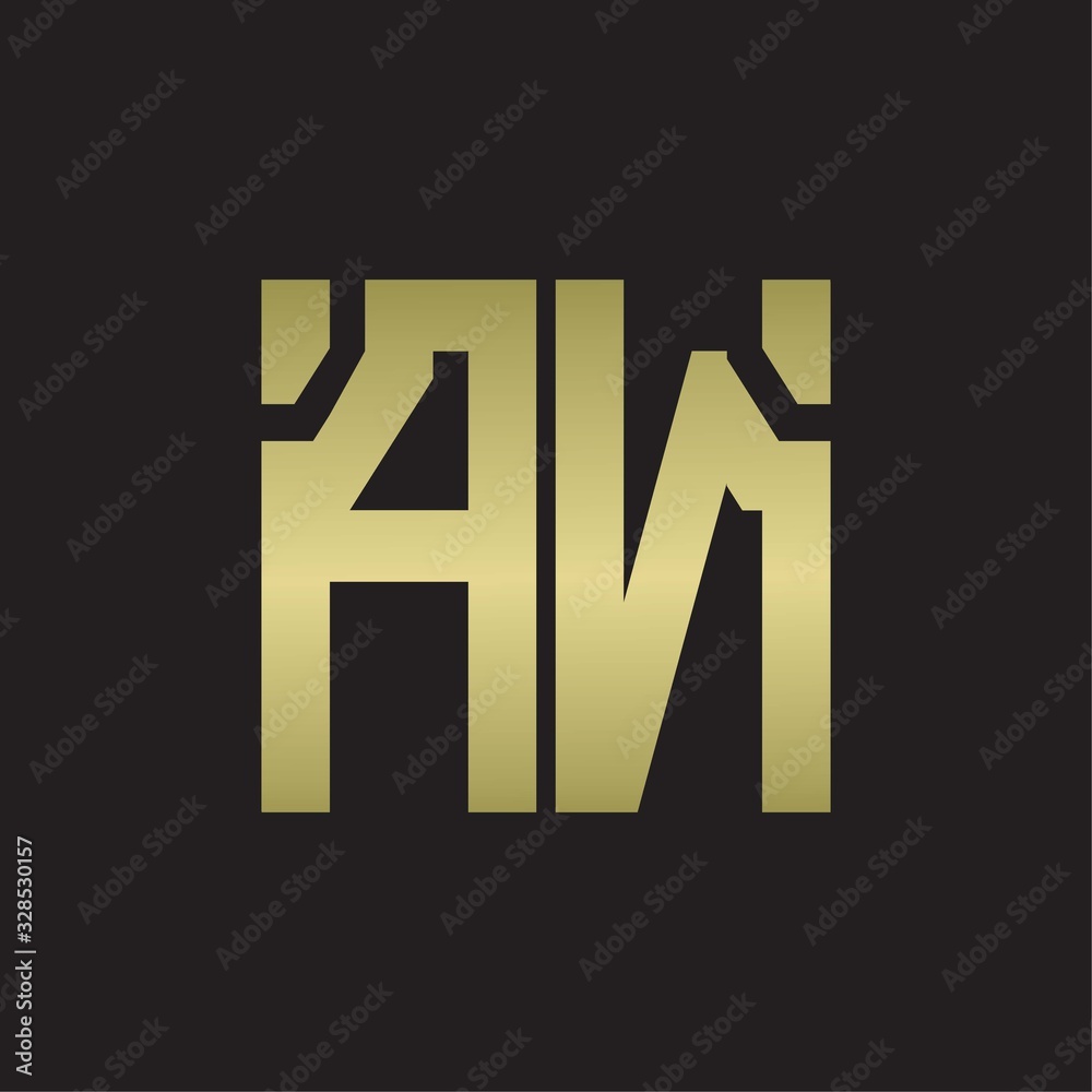AN Logo with squere shape design template with gold colors AN Logo with squere shape design template with gold colors
