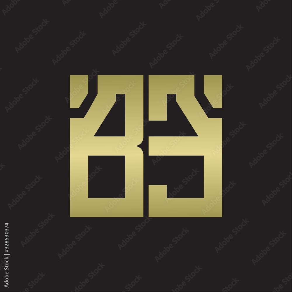 BE Logo with squere shape design template with gold colors BE Logo with squere shape design template with gold colors