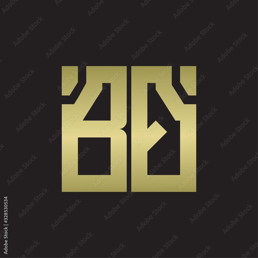BQ Logo with squere shape design template with gold colors BQ Logo with squere shape design template with gold colors