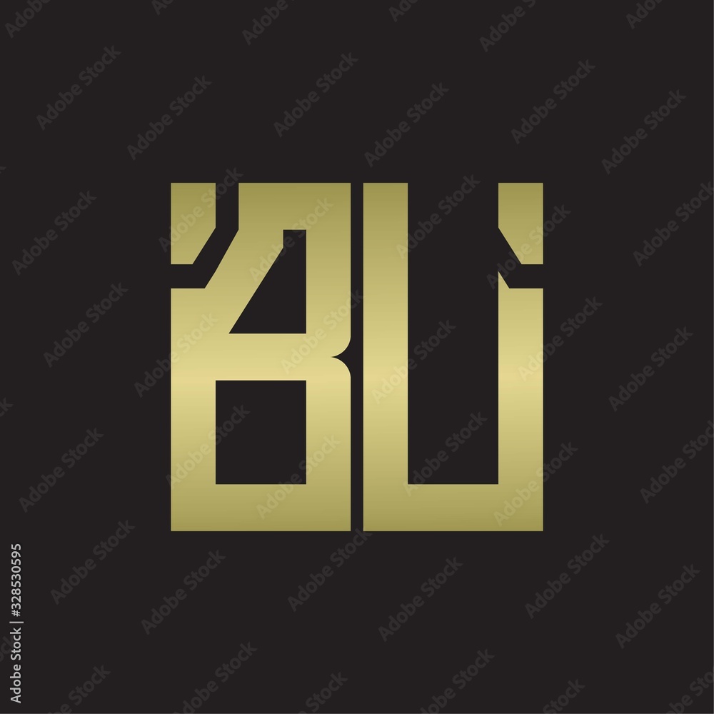 BU Logo with squere shape design template with gold colors BU Logo with squere shape design template with gold colors