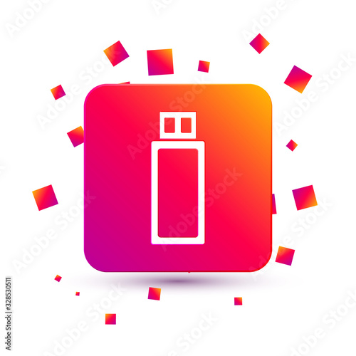 White USB flash drive icon isolated on white background. Square color button. Vector Illustration