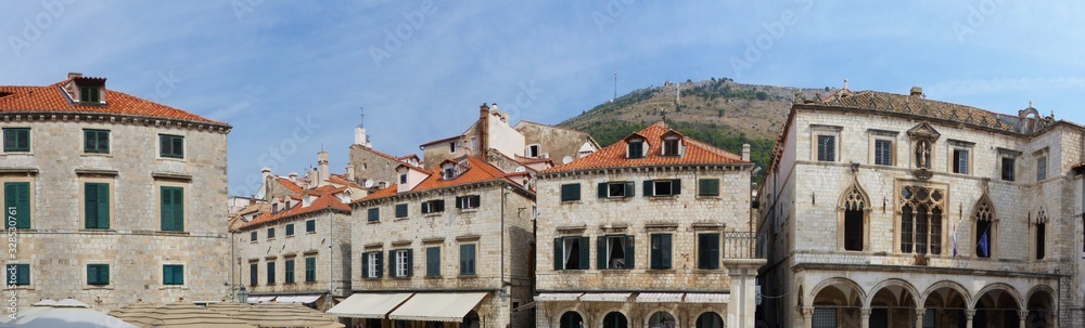 Panoramic view of the old city of Dubrovnik, Ragusa, Dalmatian Coast, Croatia. UNESCO world heritages sites.