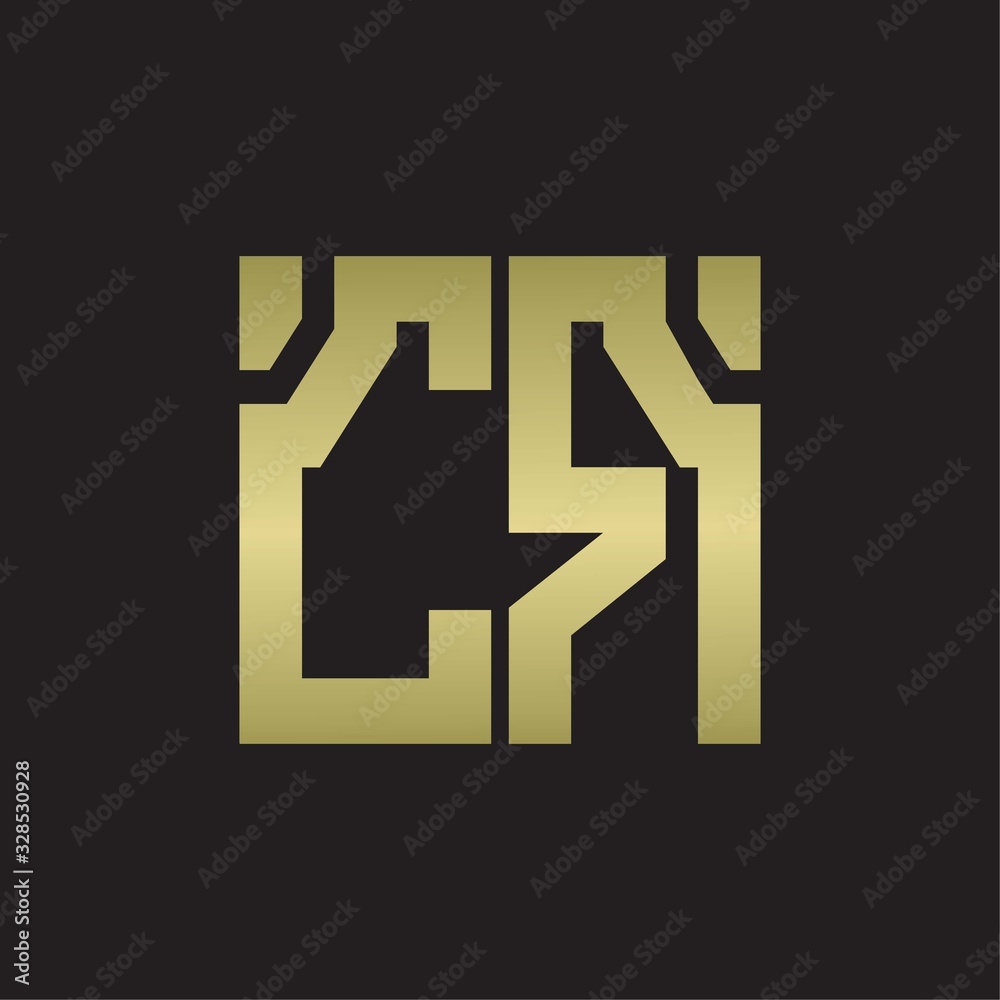 CR Logo with squere shape design template with gold colors CR Logo with squere shape design template with gold colors