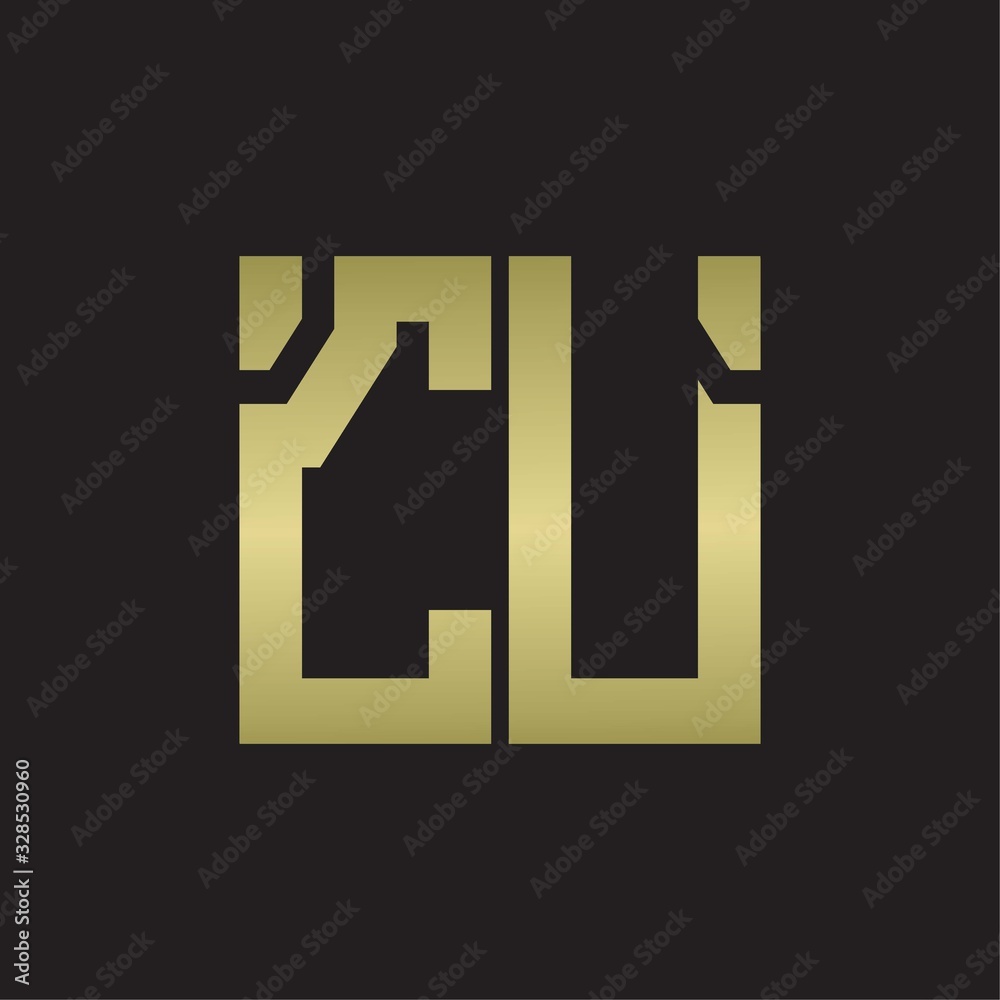 CU Logo with squere shape design template with gold colors CU Logo with squere shape design template with gold colors