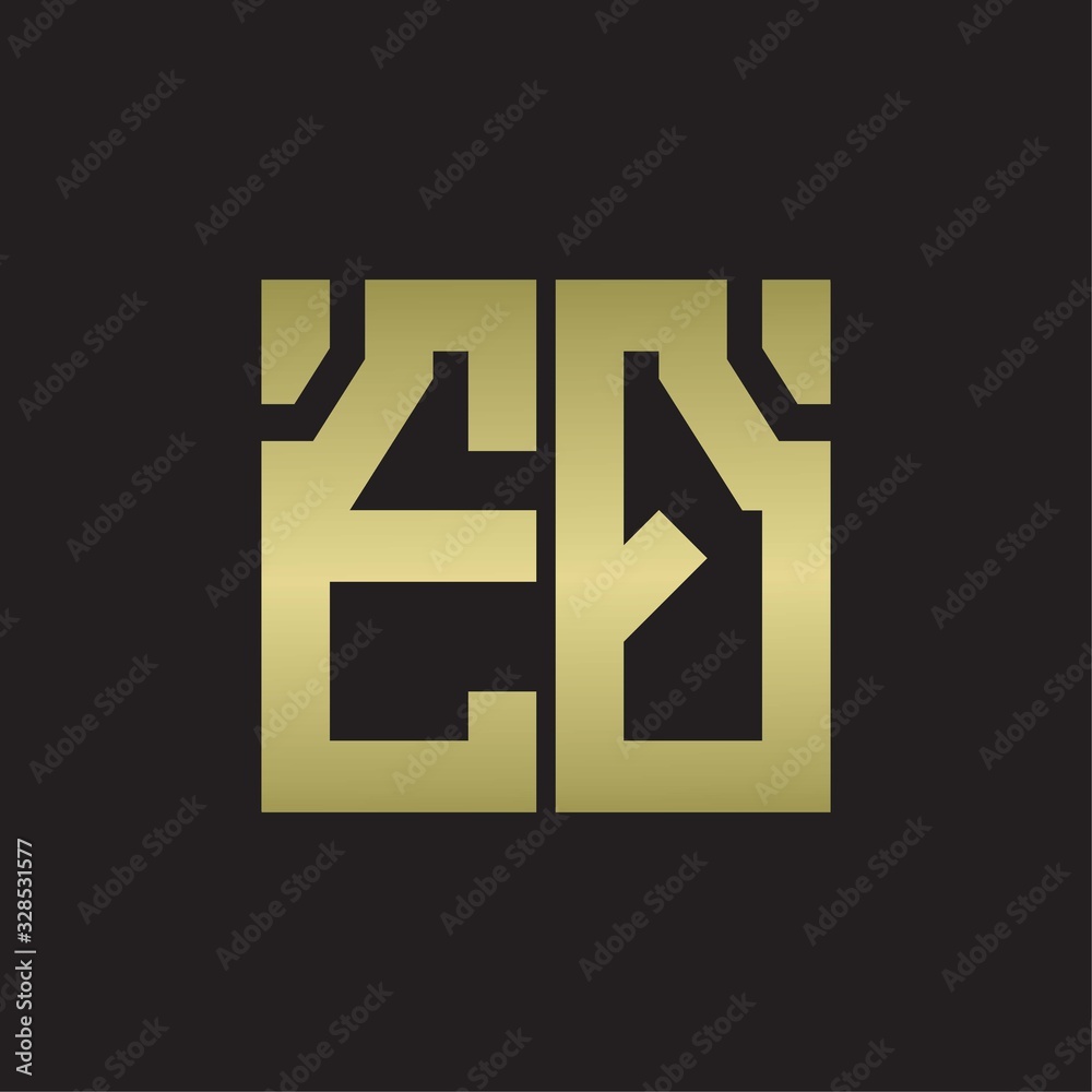 EQ Logo with squere shape design template with gold colors EQ Logo with squere shape design template with gold colors
