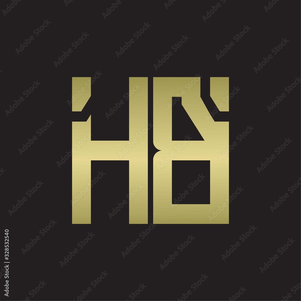 HB Logo with squere shape design template with gold colors HB Logo with squere shape design template with gold colors
