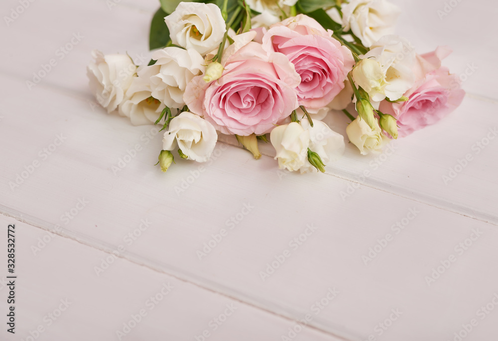 Spring card template. Happy Birthday or Valentine. Women's Day. Greeting card for mother's day. Congratulation with Easter. Flower card. Copy space. Wedding invitation. Roses on white background Spring card template. Happy Birthday or Valentine. Women's Day. Greeting card for mother's day. Congratulation with Easter. Flower card. Copy space. Wedding invitation. Roses on white background