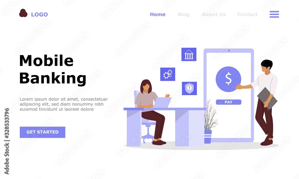 Mobile Banking Vector Illustration Concept , Suitable for web landing page, ui,  mobile app, editorial design, flyer, banner, and other related occasion