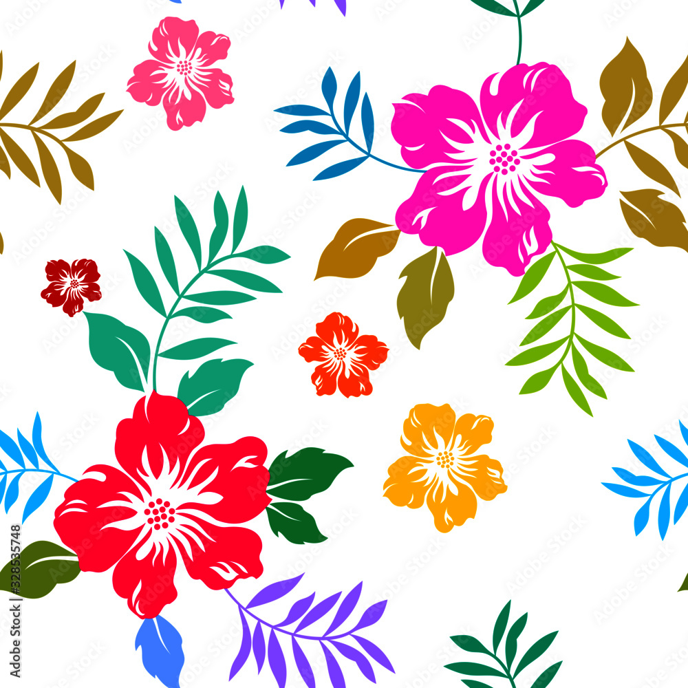 seamless pattern floral on white background 