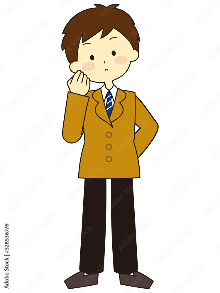 A person thinking with a cheek stick A person thinking with a cheek stick