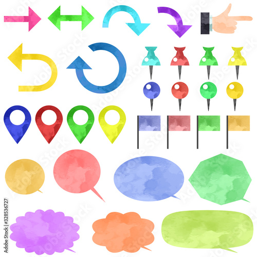 Speech bubble set of watercolor texture