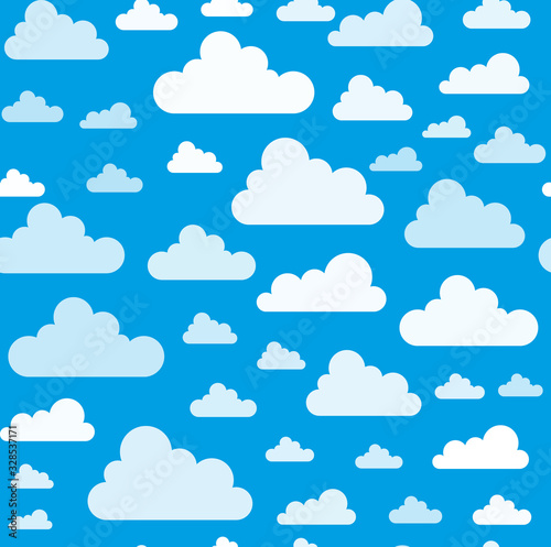 Seamless background with paper clouds.