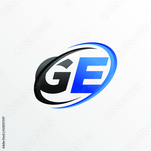 Initial Letters GE Logo with Circle Swoosh Element