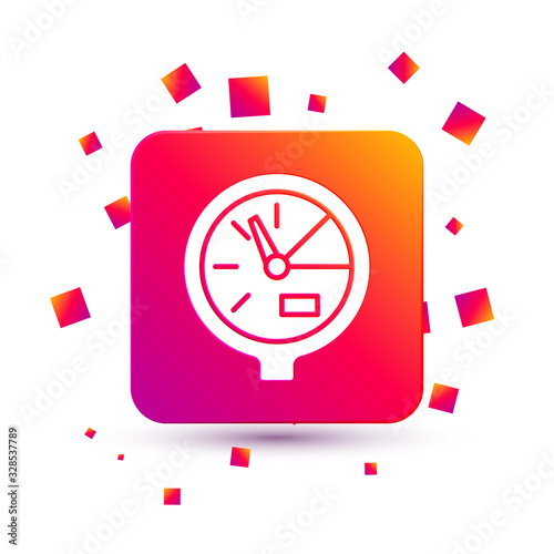 White Water meter icon isolated on white background. Square color button. Vector Illustration