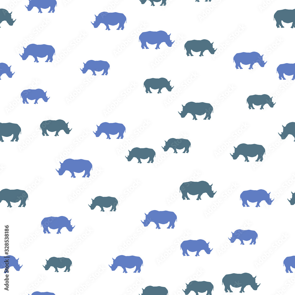 Seamless vector pattern with African Rhinos Seamless vector pattern with African Rhinos