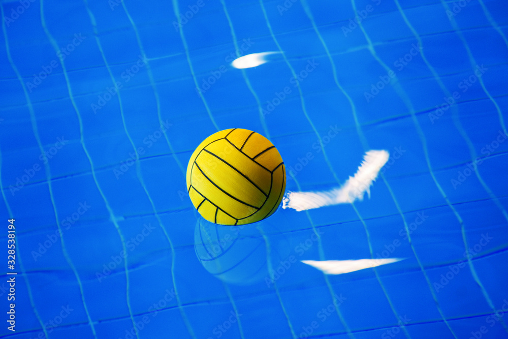  Yellow Water polo ball on water in pool