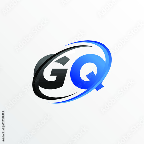 Initial Letters GQ Logo with Circle Swoosh Element photo