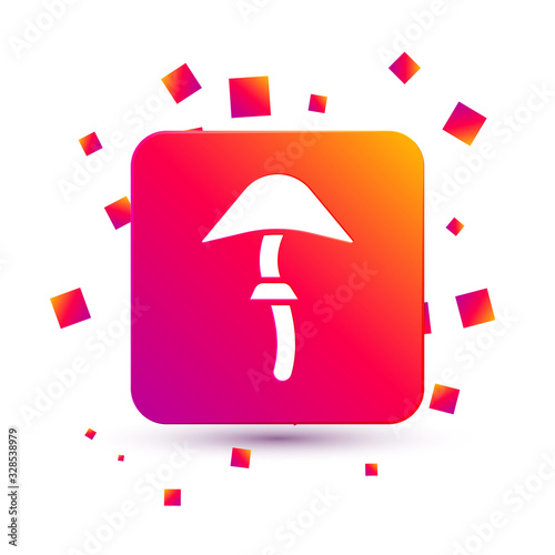 White Psilocybin mushroom icon isolated on white background. Psychedelic hallucination. Square color button. Vector Illustration