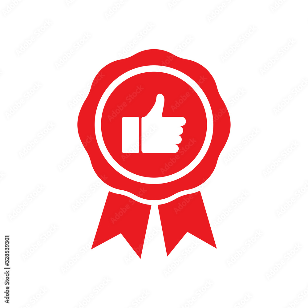 Ribbon with quality product badge. Success symbol. Like vector icon. Ribbon with quality product badge. Success symbol. Like vector icon.