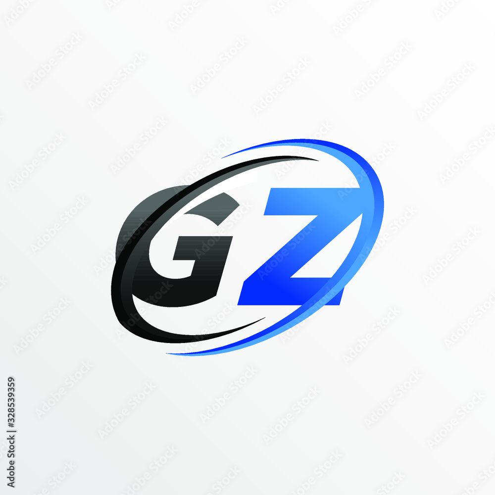 Initial Letters GZ Logo with Circle Swoosh Element