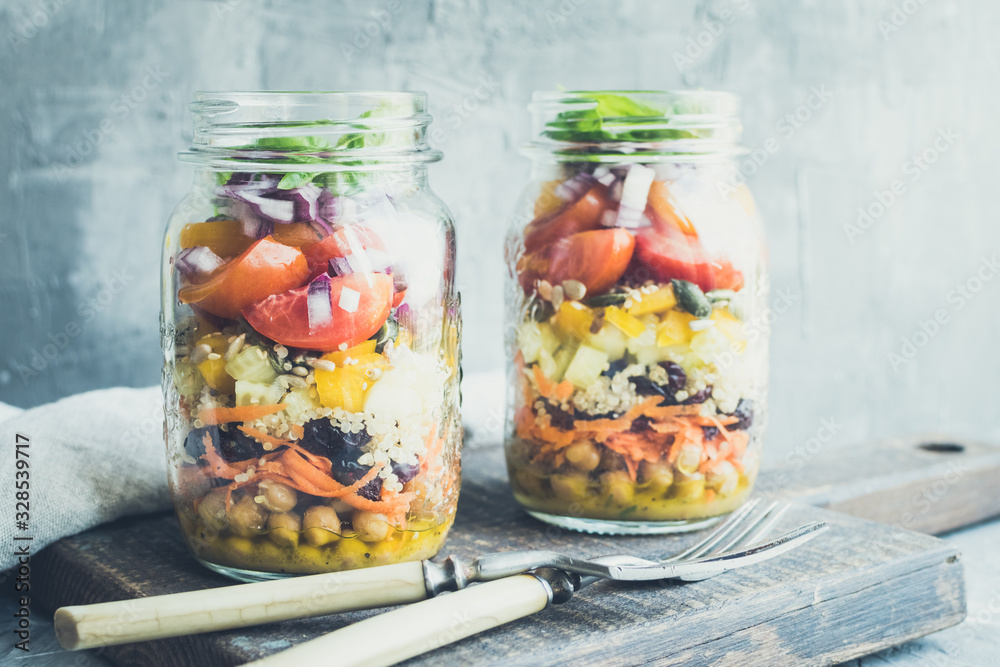 Fresh colorful salad in the jar Fresh colorful salad in the jar