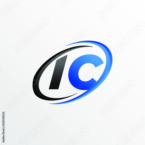 Initial Letters IC Logo with Circle Swoosh Element