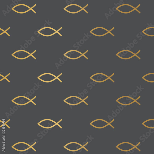 golden christian fish jesus background- vector illustration