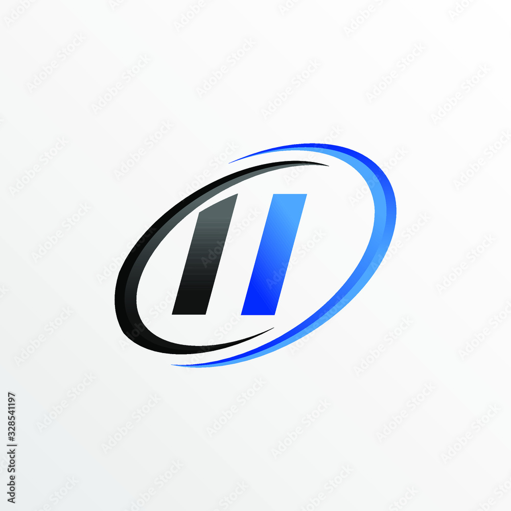 Initial Letters II Logo with Circle Swoosh Element Initial Letters II Logo with Circle Swoosh Element