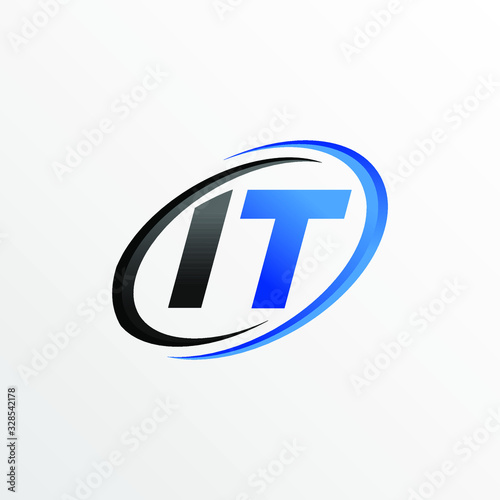 Initial Letters IT Logo with Circle Swoosh Element