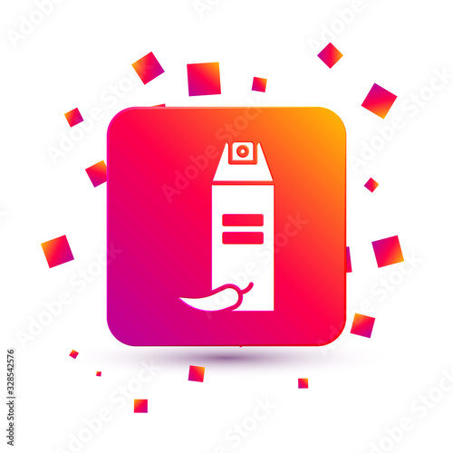 White Pepper spray icon isolated on white background. OC gas. Capsicum self defense aerosol. Square color button. Vector Illustration