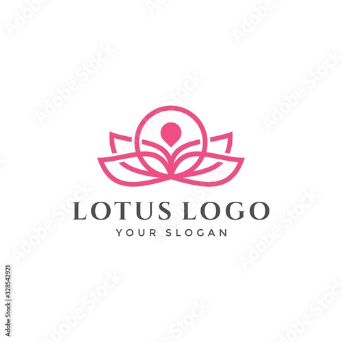Fototapeta Naklejka Na Ścianę i Meble -  Blooming Lotus Flower Logo Spa Nature Health vector icon Illustration	