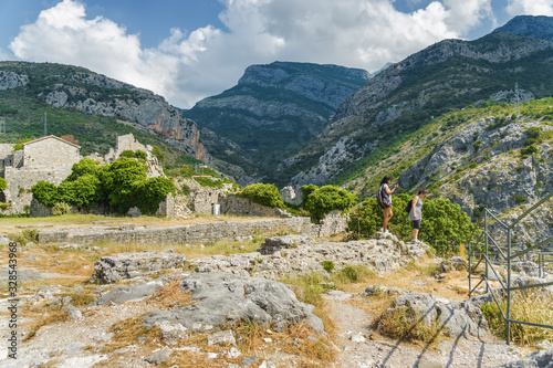 Sunny view of ruins of citadel in Stari Bar town near Bar city, Montenegro.