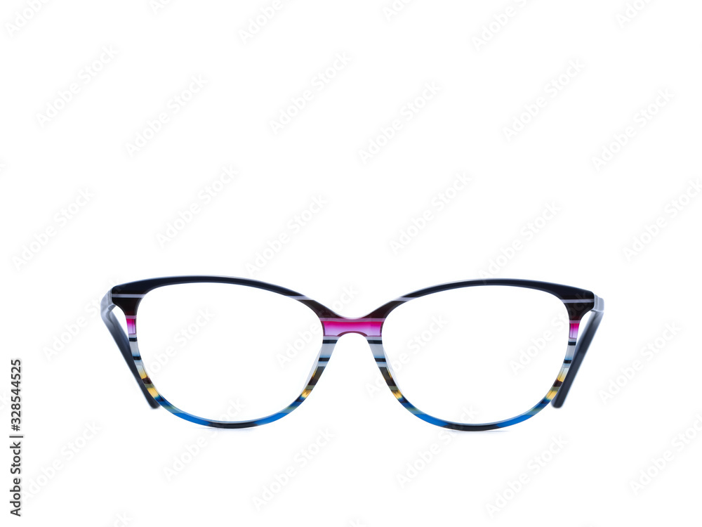 Fototapeta premium Eye glasses isolated on white background pink modern