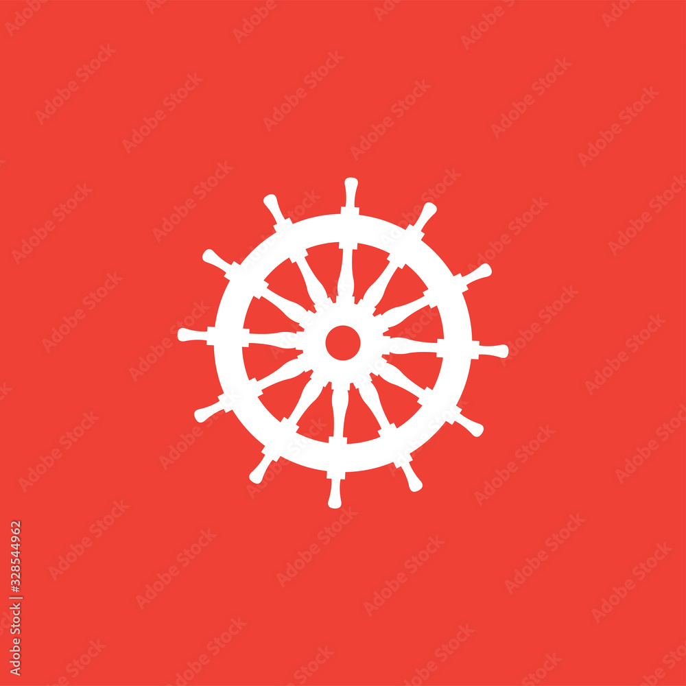 Helm Icon On Red Background. Red Flat Style Vector Illustration Helm Icon On Red Background. Red Flat Style Vector Illustration