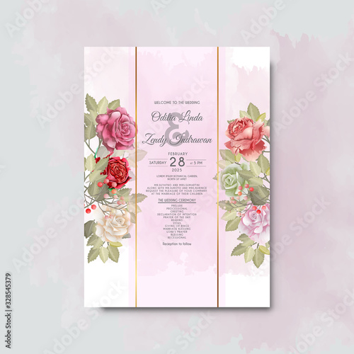 beautiful floral vector wedding invitation card