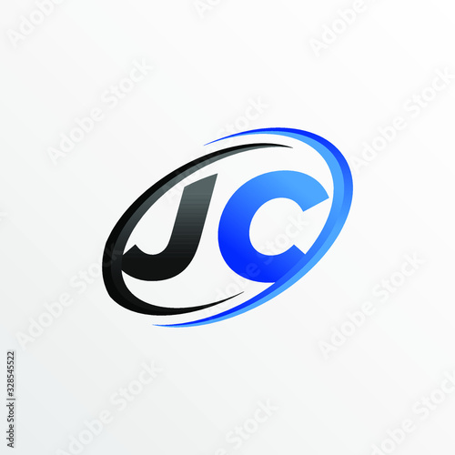 Initial Letters JC Logo with Circle Swoosh Element