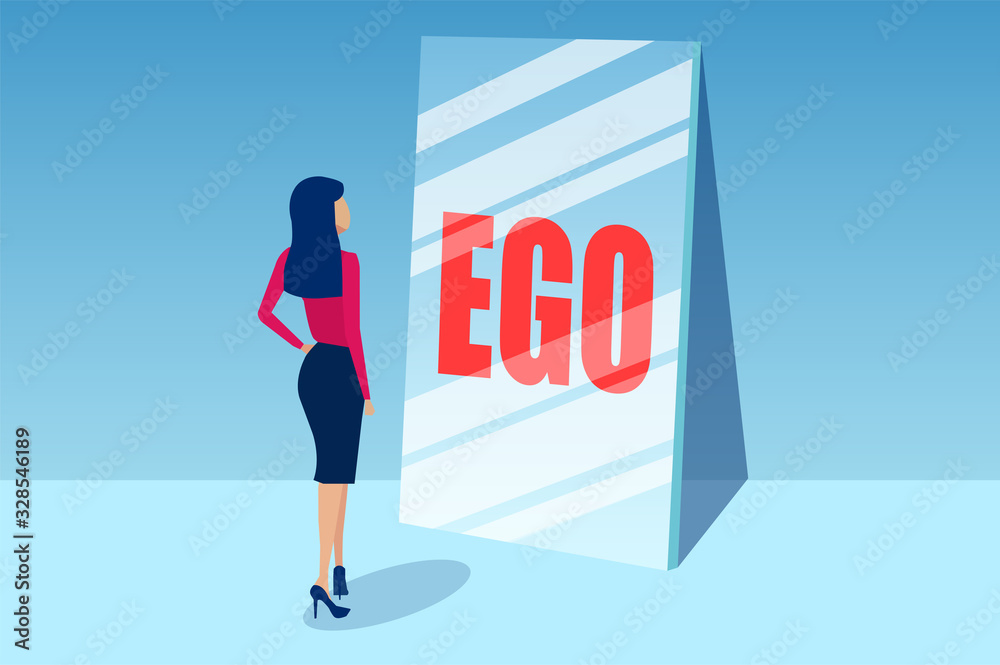 Vector of a woman looking in a mirror with word ego as a reflection Vector of a woman looking in a mirror with word ego as a reflection