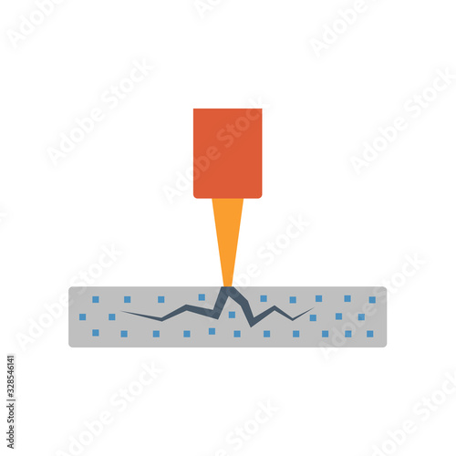 Sealant and cracked repair in construction work icon. That substance or chemical used with gun to caulking and prevent fluids through the joints, open or gap of concrete floor, wall and roof deck.