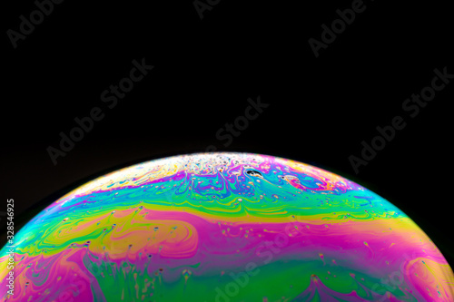 colorful soap Bubble Ball with black background 