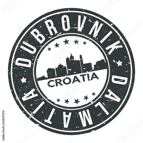 Dubrovnik Dalmatia Croatia Europe Stamp. Logo Icon Symbol Design Skyline City Vector.