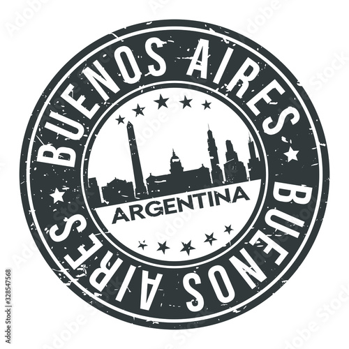 Buenos Aires Argentina America Stamp. Logo Icon Symbol Design Skyline City Vector.