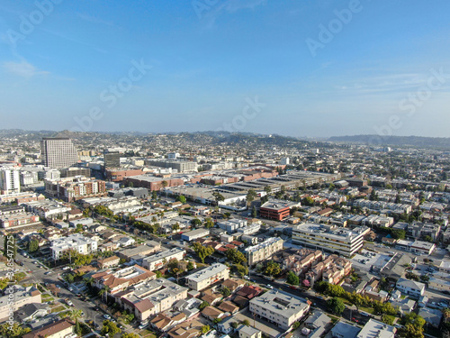 Fototapeta Naklejka Na Ścianę i Meble -  Aerial view of downtown Glendale, city in Los Angeles County, California. USA