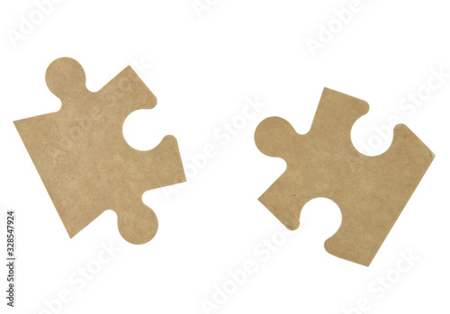 Two pieces of puzzle isolated on white background