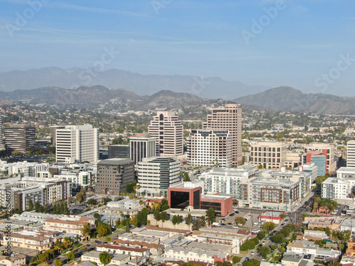 Aerial view of downtown Glendale, city in Los Angeles County, California. USA photo