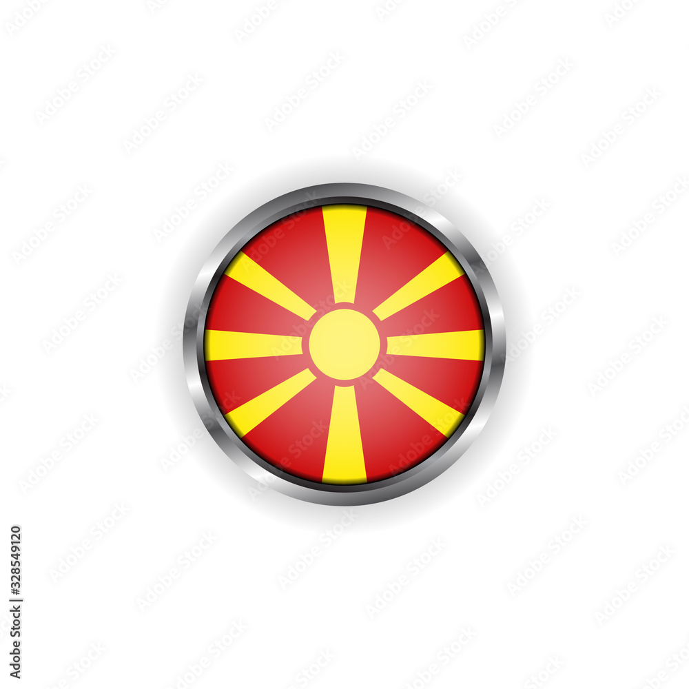 Abstract button with stylish metallic frame. Macedonia flag vector illustration Abstract button with stylish metallic frame. Macedonia flag vector illustration