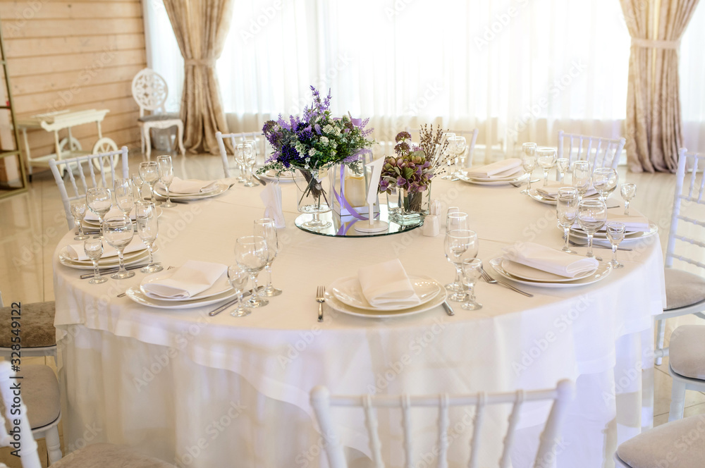 Fototapeta premium Close up of wedding tables