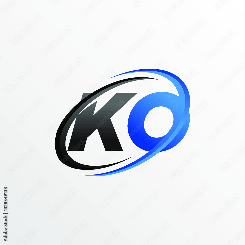 Initial Letters KO Logo with Circle Swoosh Element