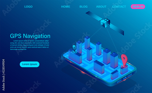 GPS navigation app on smartphone concept. satellite radio navigation and tracking system on mobile device for global positioning system.