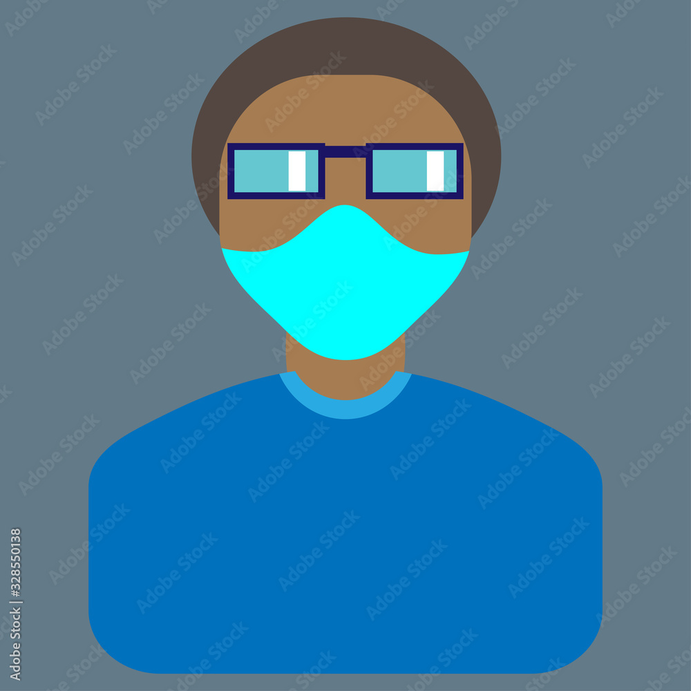 Man in white medical face mask. Coronavirus in China. Quarantine illustration. Protection and healthcare Man in white medical face mask. Coronavirus in China. Quarantine illustration. Protection and healthcare