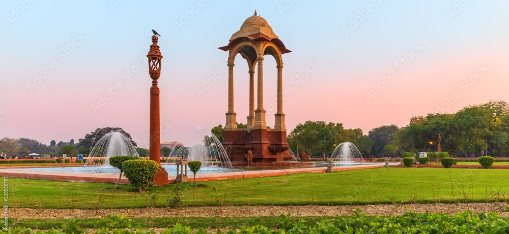 India Gate and the Canopy, beautiful morning panorama
